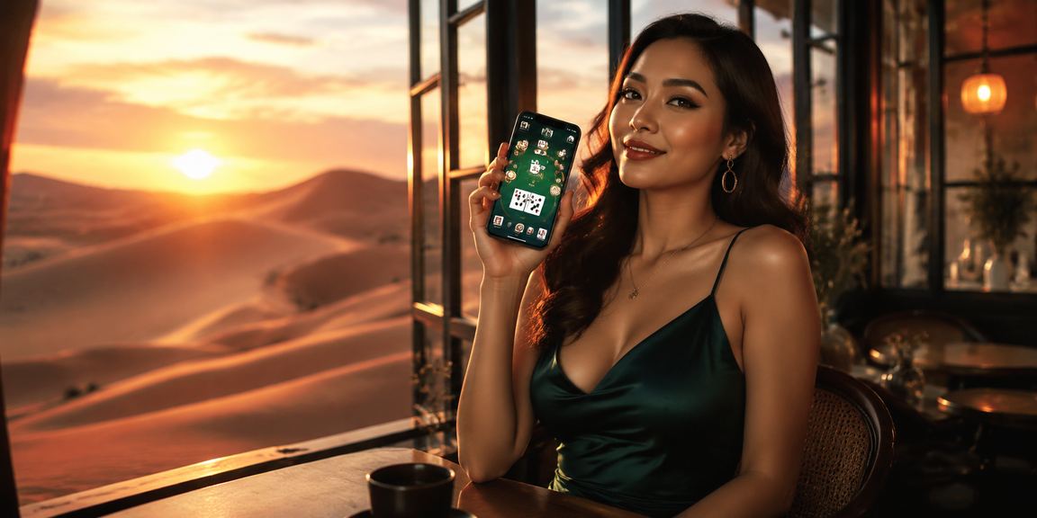 Người chơi tại Mũi Né ngồi thư giãn bên bãi biển và tham gia trò chơi trực tuyến trên điện thoại